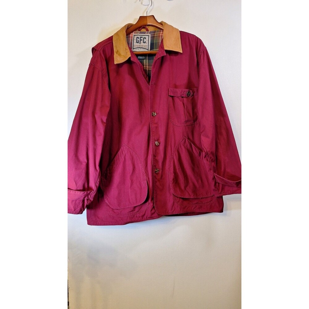 Vtg G.F.C. GENUINE ARTICLE Cotton Leather Collar Barn Field Chore Coat Women's L